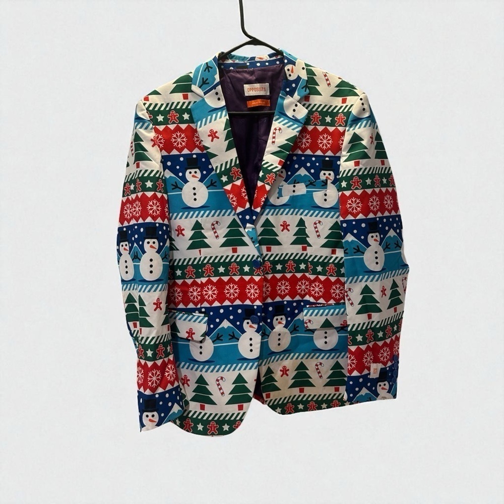 Opposuits Winter Snowman Snowflake Funny Suit Blazer Medium 38-40